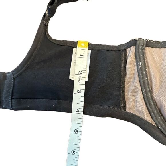 Elomi- Charley- Black Lace Full Figure Underwire Unlined Plunge Bra, Size 36J - Picture 8 of 11